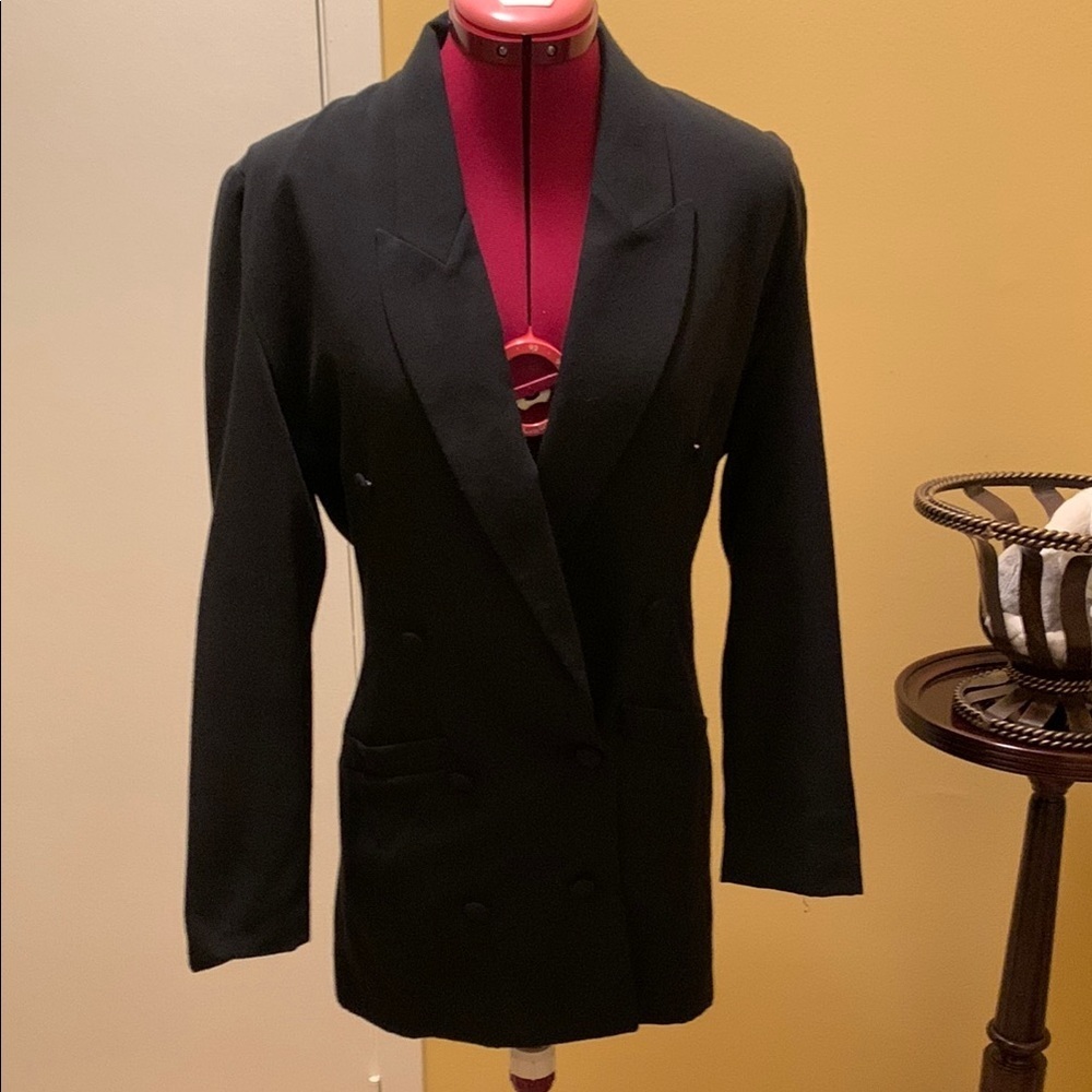 Emblem Black Tailored Wool Blend Blazer Vintage